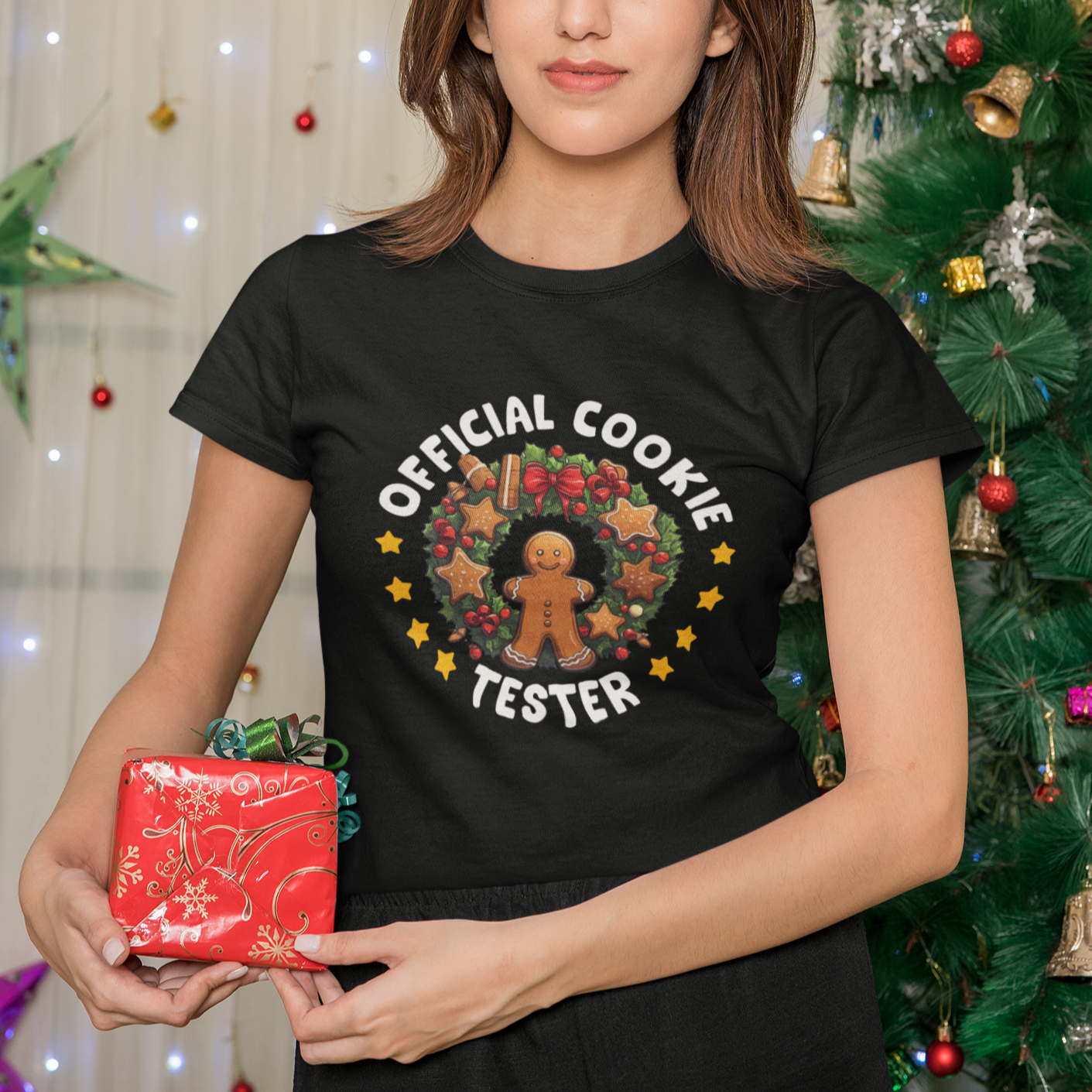 Christmas T Shirt Official Cookie Tester Baking Gingerbread Men - Wonder Print Shop