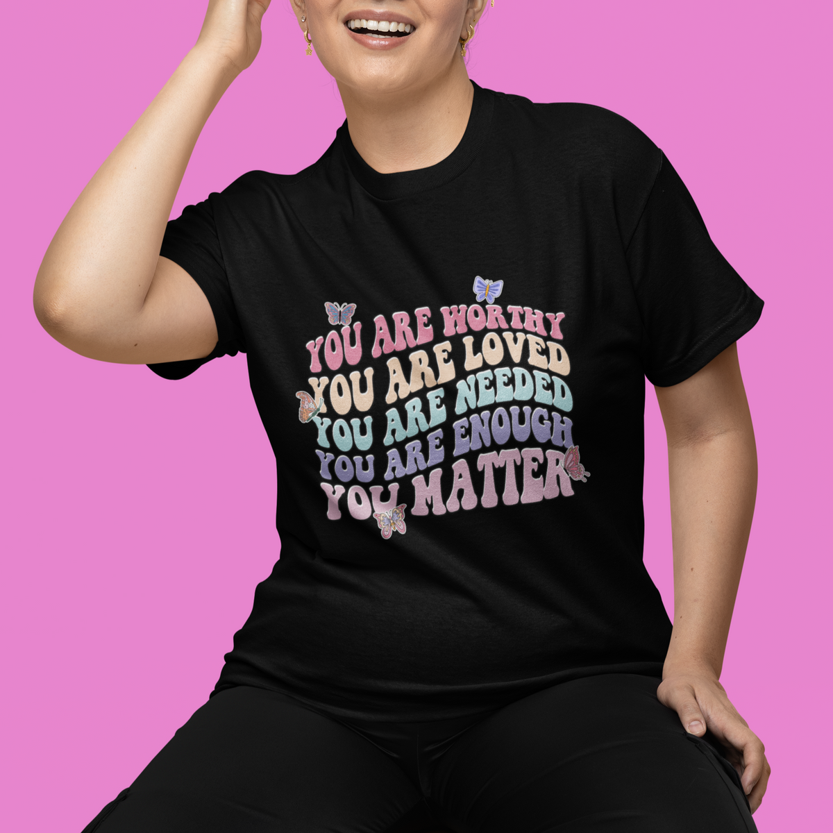 Mental Health Matters T Shirt You Are Worthy You Are Loved You Are Needed Enough You Matter Inspirational Motivational Mental Health Matters Groovy - Wonder Print Shop