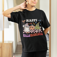 Hallothanksmas T Shirt Halloween Thanksgiving Christmas Groovy Happy HalloThanksMas - Wonder Print Shop