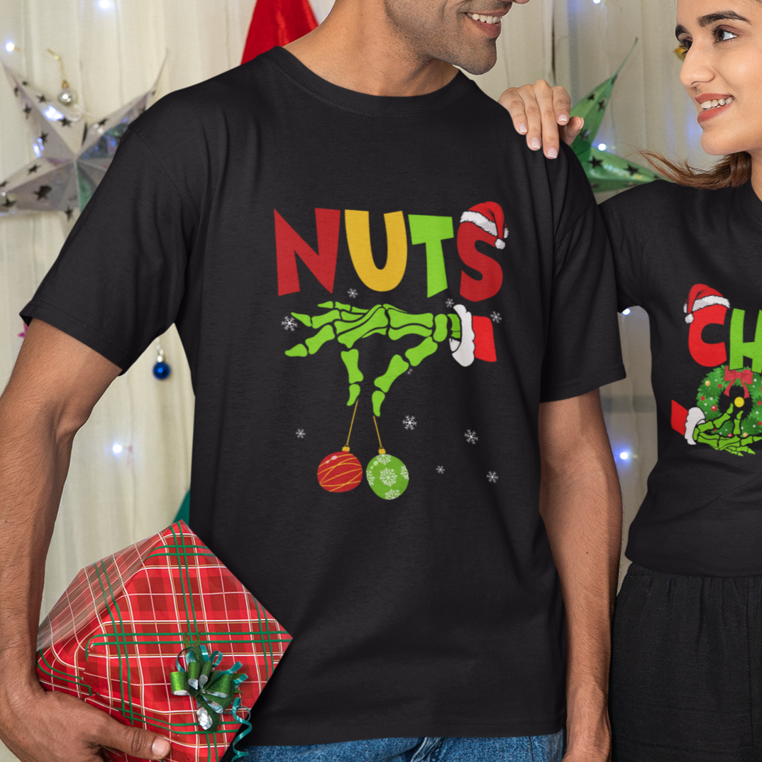 Christmas Couples T Shirt Chestnuts Xmas Matching Family Funny Nuts Skeleton - Wonder Print Shop