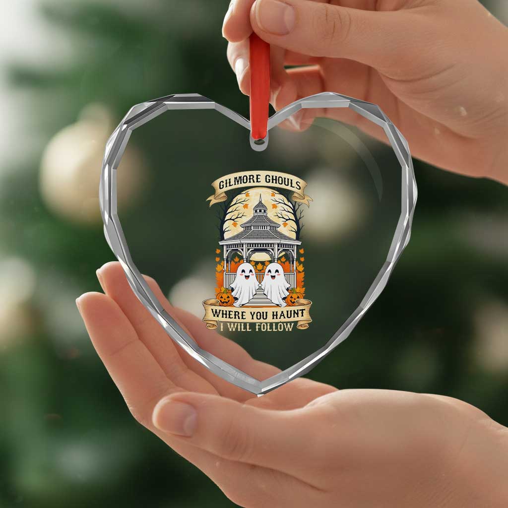 Gilmore Ghouls Halloween Ghost Heart Crystal Glass Ornament Cute Couple Spooky Boo with Fall Gazebo - Wonder Print Shop