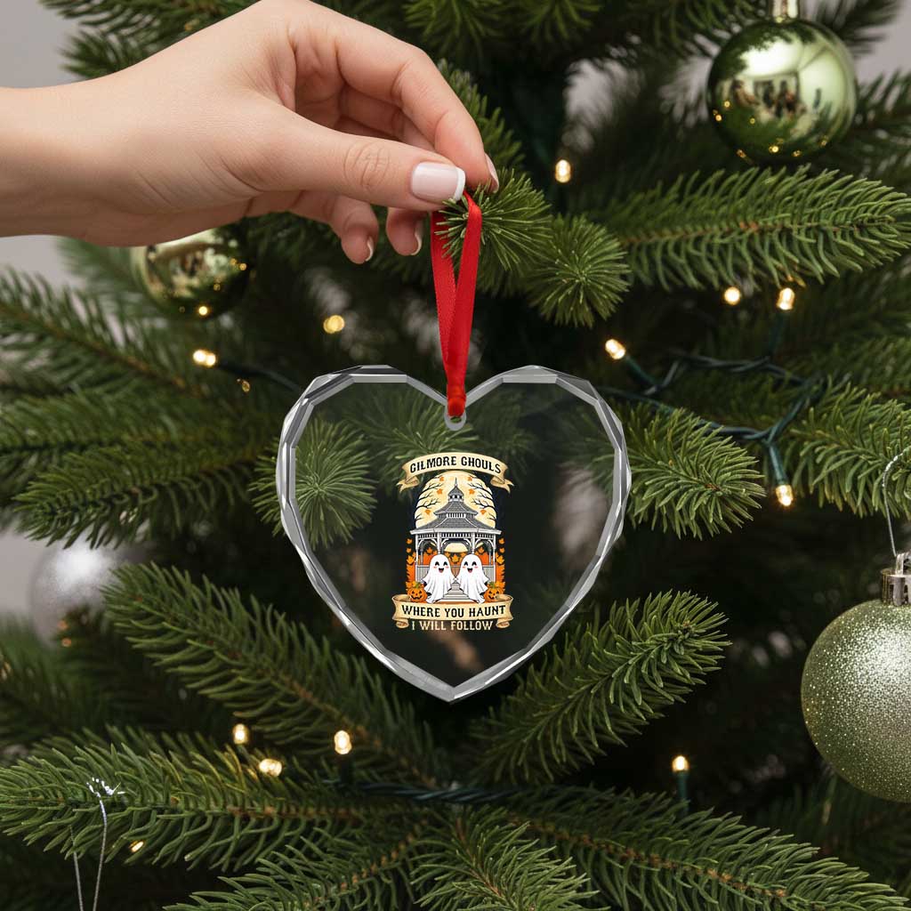 Gilmore Ghouls Halloween Ghost Heart Crystal Glass Ornament Cute Couple Spooky Boo with Fall Gazebo - Wonder Print Shop