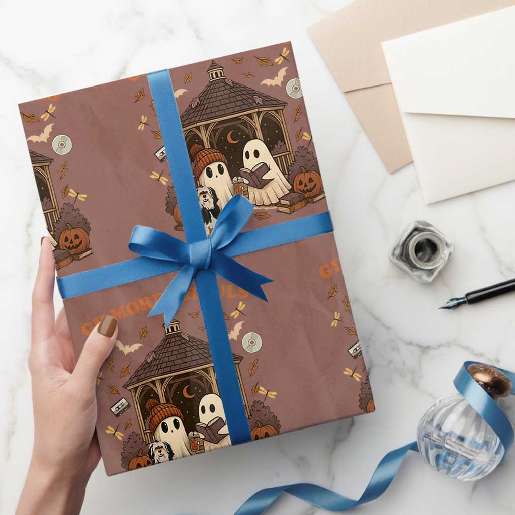 Gilmore Ghouls Halloween Wrapping Paper Roll Retro Book Lover Cute Ghost Fall Pumpkin - Wonder Print Shop