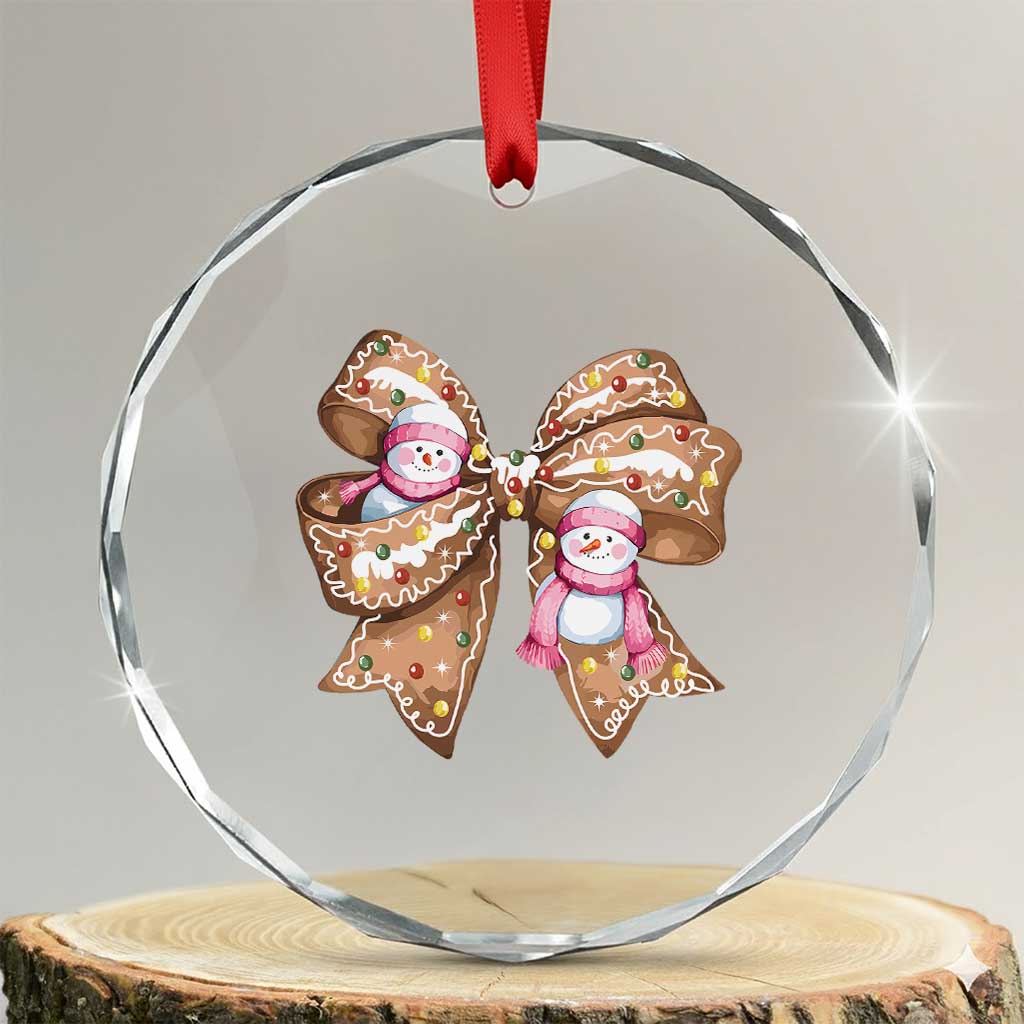 Gingerbread Coquette Bow Xmas Crystal Glass Ornament Cute Snowman Girly Gifts For Her TS10
