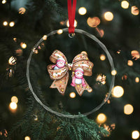 Gingerbread Coquette Bow Xmas Crystal Glass Ornament Cute Snowman Girly Gifts For Her TS10