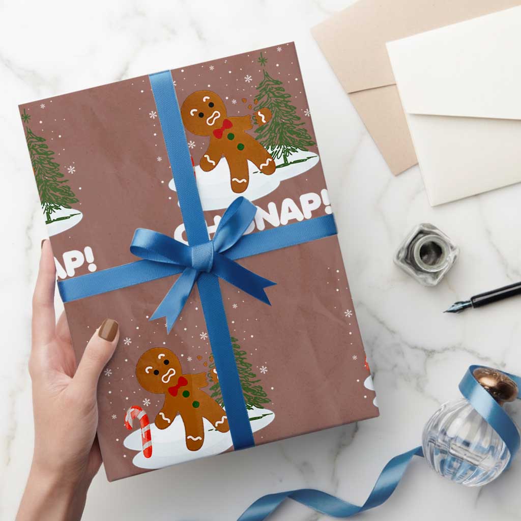 Gingerbread Wrapping Paper Roll Oh Snap Funny Christmas Cookie Baking Squad