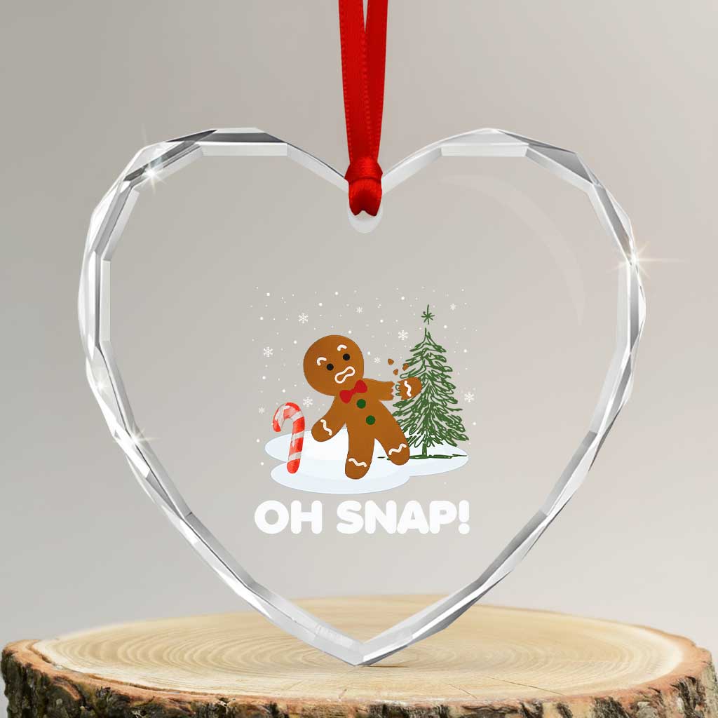 Gingerbread Heart Crystal Glass Ornament Oh Snap Funny Christmas Cookie Baking Squad - Wonder Print Shop