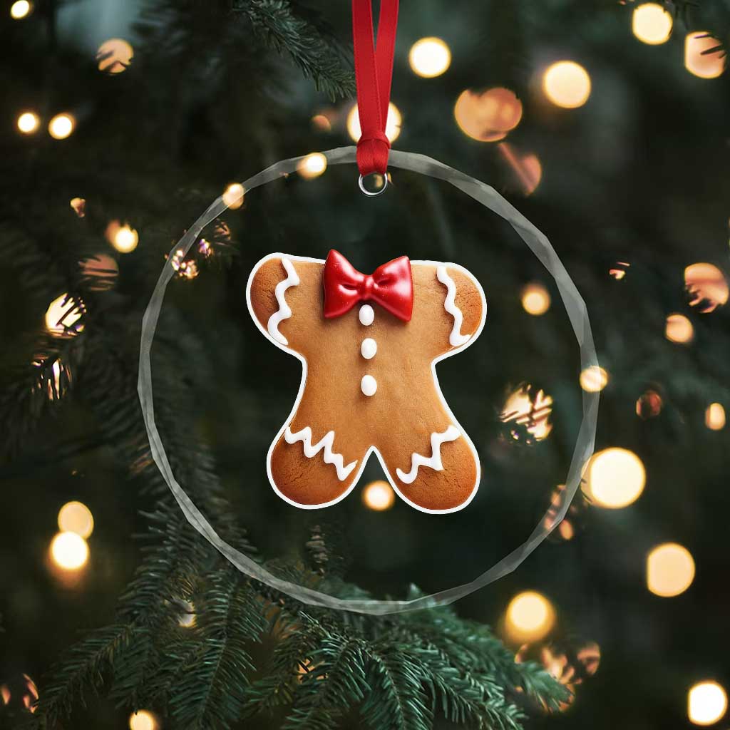 Gingerbread Man Crystal Glass Ornament Christmas Cookie Costume - Wonder Print Shop