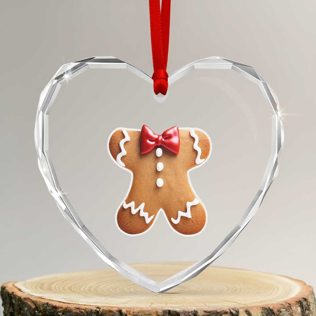 Gingerbread Man Heart Crystal Glass Ornament Christmas Cookie Costume - Wonder Print Shop