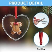 Gingerbread Man Heart Crystal Glass Ornament Christmas Cookie Costume - Wonder Print Shop