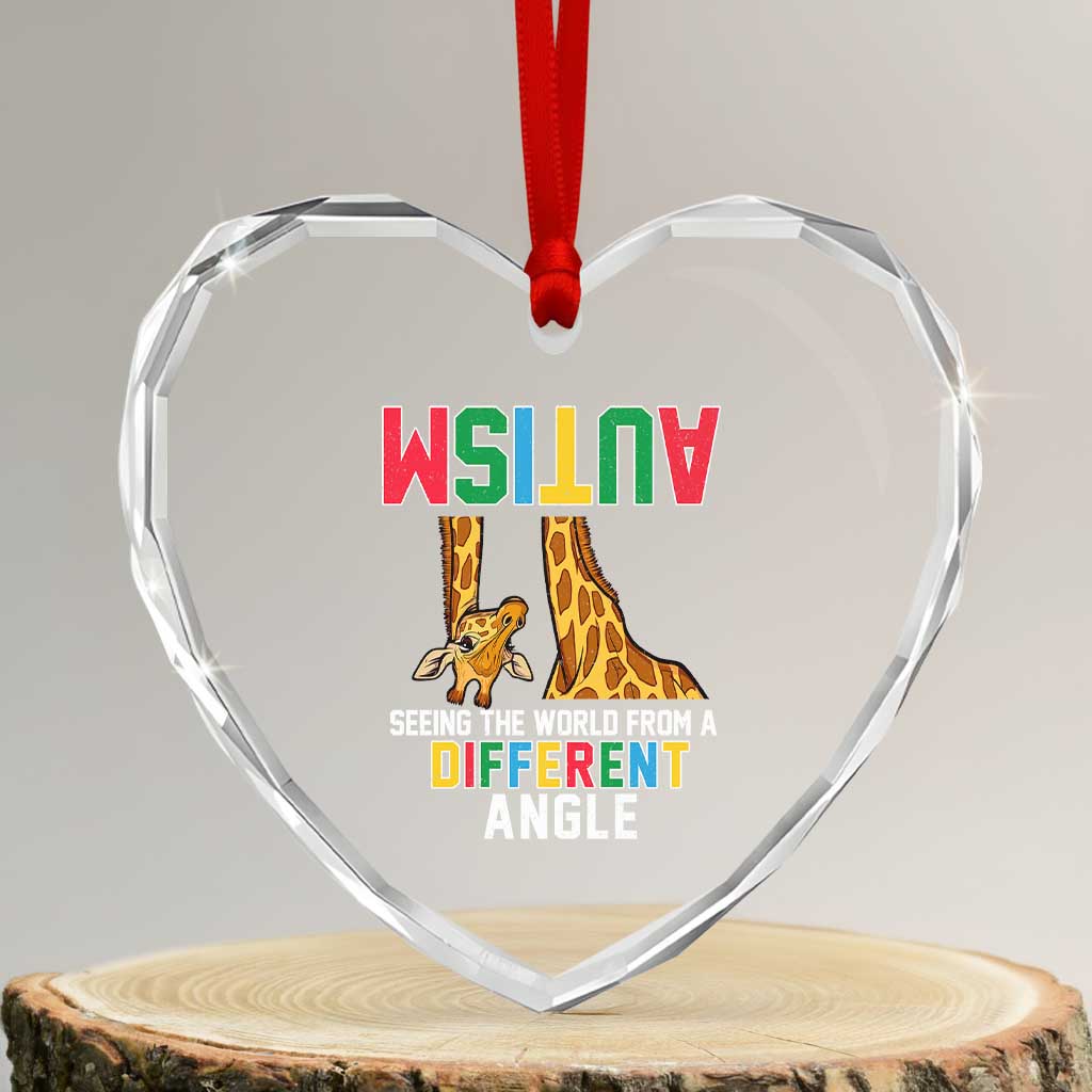 Giraffe Autism Awareness Heart Crystal Glass Ornament Seeing World Different Angle - Wonder Print Shop