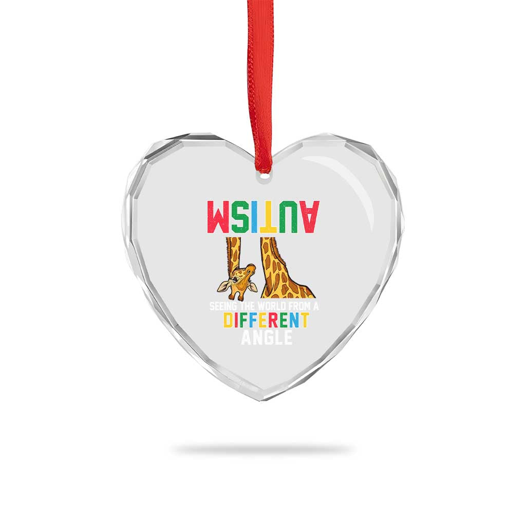 Giraffe Autism Awareness Heart Crystal Glass Ornament Seeing World Different Angle - Wonder Print Shop