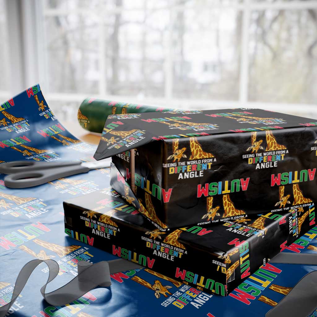 Giraffe Autism Awareness Wrapping Paper Roll Seeing World Different Angle - Wonder Print Shop