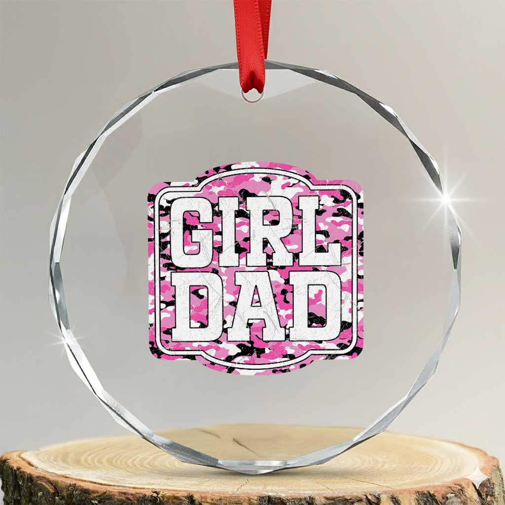 Girl Dad Crystal Glass Ornament Pink Camo Hunting Daddy Father's Day - Wonder Print Shop