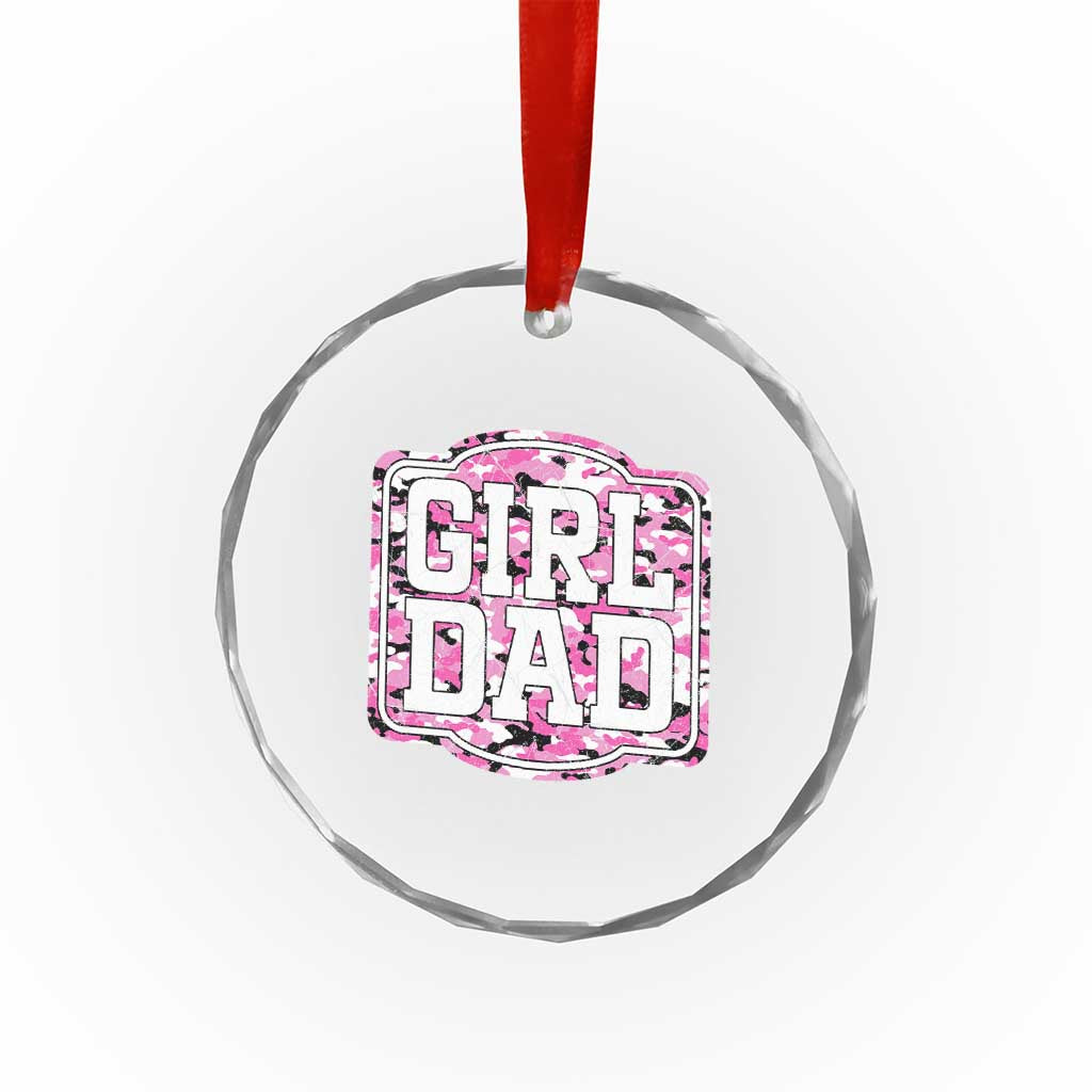 Girl Dad Crystal Glass Ornament Pink Camo Hunting Daddy Father's Day - Wonder Print Shop