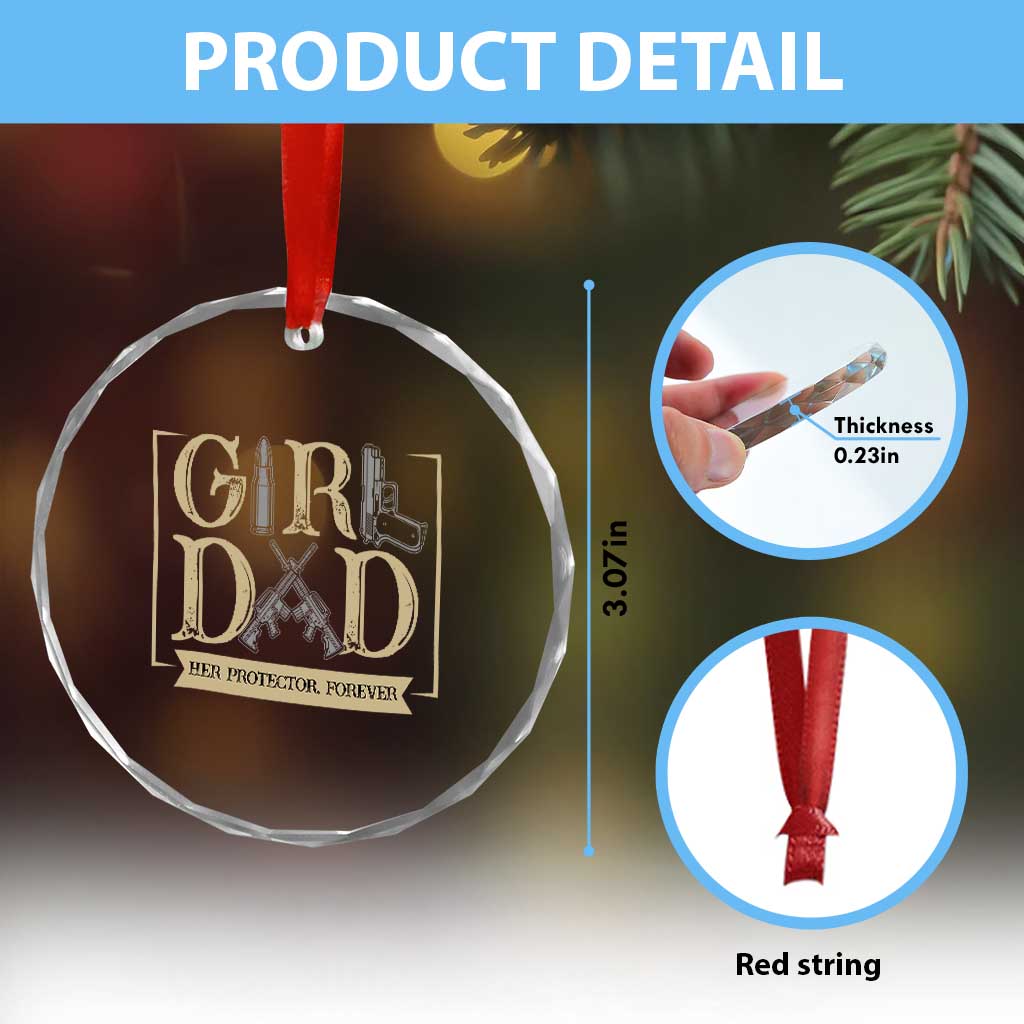 Girl Dad Her Protector Forever Crystal Glass Ornament Proud Father Of A Daughter