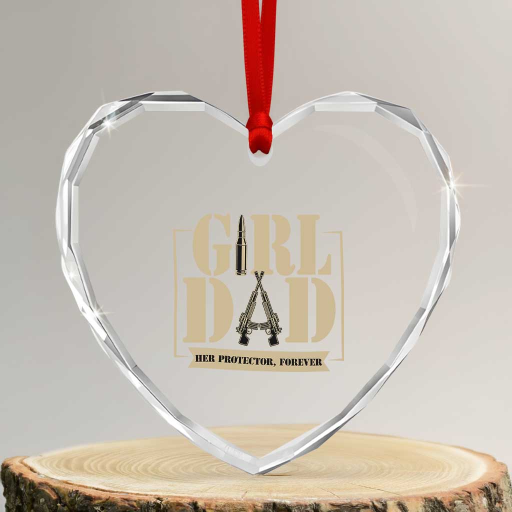 Girl Dad Her Protector Forever Heart Crystal Glass Ornament New Dad Fathers Day Gift