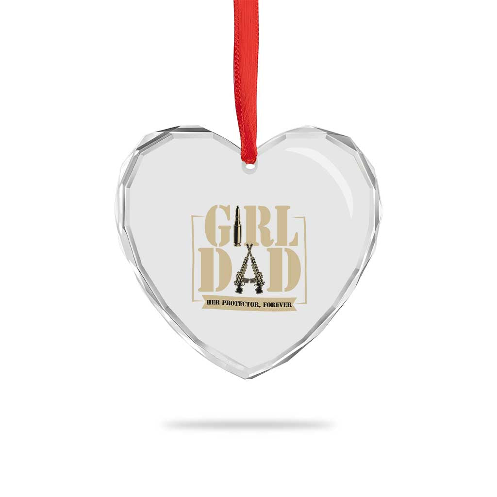 Girl Dad Her Protector Forever Heart Crystal Glass Ornament New Dad Fathers Day Gift
