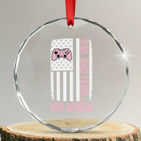 Girl Dad Level Unlocked Crystal Glass Ornament Funny New Dad