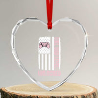 Girl Dad Level Unlocked Heart Crystal Glass Ornament Funny New Dad