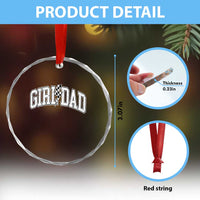 Girl Dad Lightning Bolt Checkered Varsity Daughter Daddy Crystal Glass Ornament