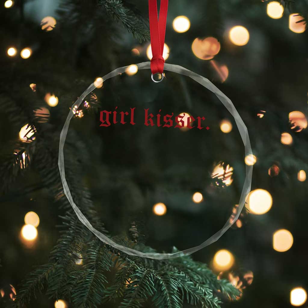 Girl Kisser Crystal Glass Ornament Funny Lesbian Pride - Wonder Print Shop