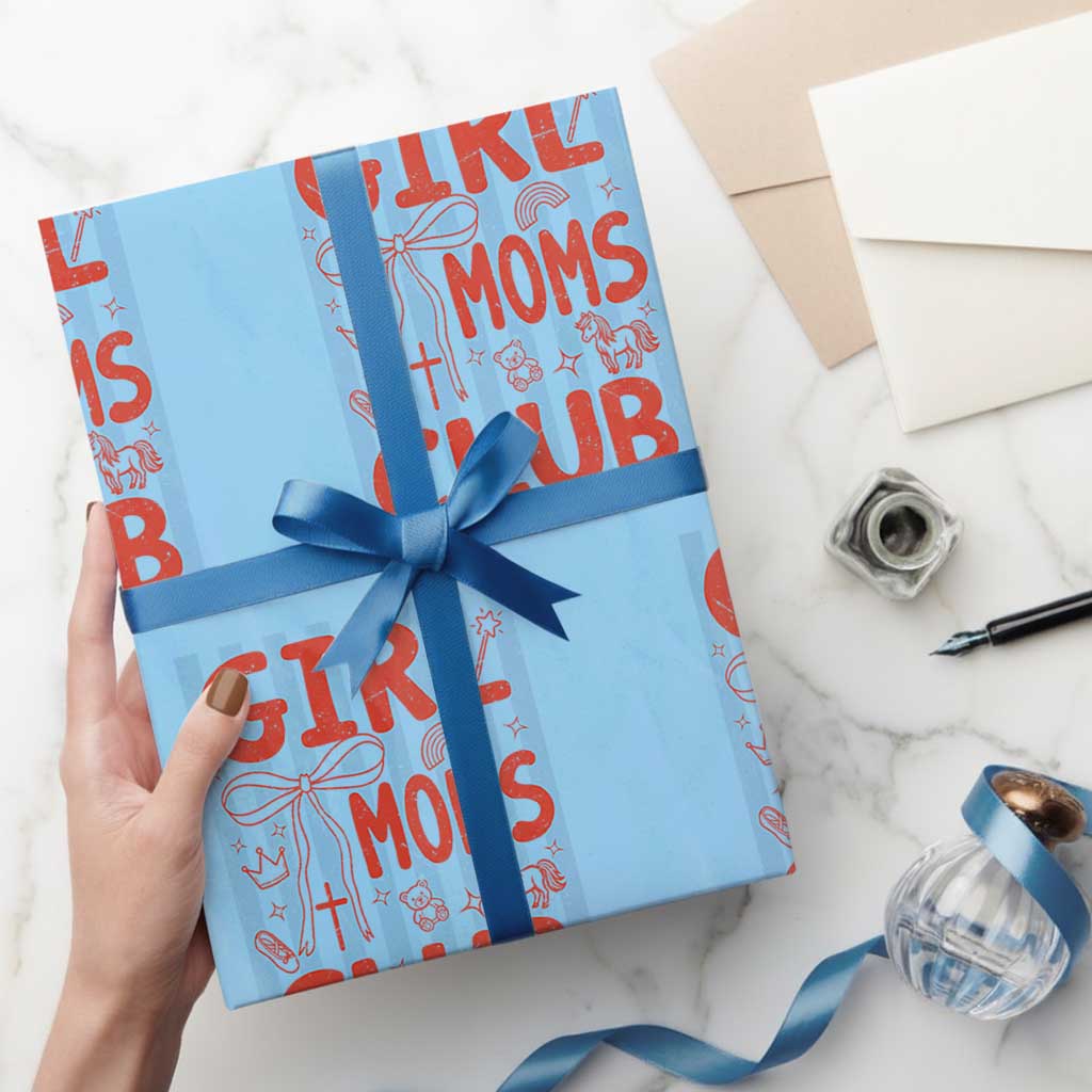 Girl Mom Club Wrapping Paper Roll Pregnancy Announcement First Time Mother's Day