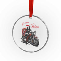 Girl Motorcycle Santa Crystal Glass Ornament Lady Biker Merry Christmas TS10
