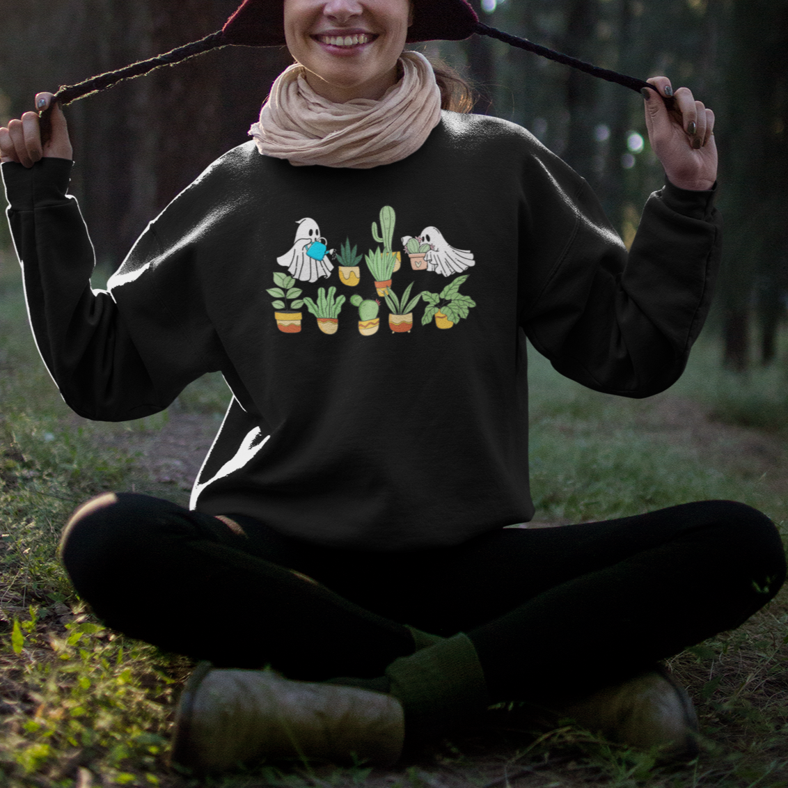 Halloween Gardening Sweatshirt Cute Gardener Boo Sheet Ghost Garden Plants Lover Halloween Costume - Wonder Print Shop