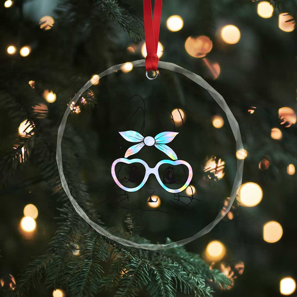 Girls Easter Bunny Crystal Glass Ornament Rabbit Face Tie Dye Glasses Happy Easter Day - Wonder Print Shop