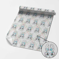 Girls Easter Bunny Wrapping Paper Roll Rabbit Face Tie Dye Glasses Happy Easter Day - Wonder Print Shop