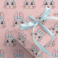 Girls Easter Bunny Wrapping Paper Roll Rabbit Face Tie Dye Glasses Happy Easter Day