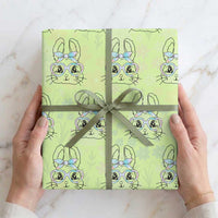 Girls Easter Bunny Wrapping Paper Roll Rabbit Face Tie Dye Glasses Happy Easter Day