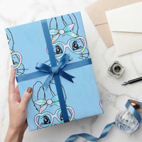 Girls Easter Bunny Wrapping Paper Roll Rabbit Face Tie Dye Glasses Happy Easter Day - Wonder Print Shop