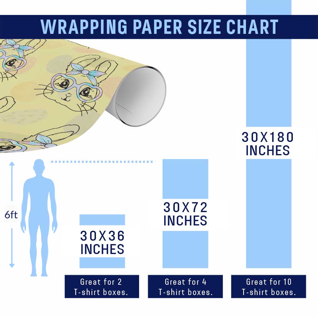 Girls Easter Bunny Wrapping Paper Roll Rabbit Face Tie Dye Glasses Happy Easter Day