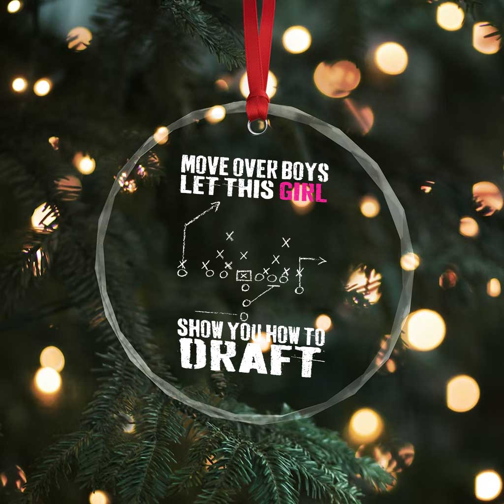 Girls Fantasy Football Crystal Glass Ornament Move Over Boys Draft Party Commish FFL - Wonder Print Shop