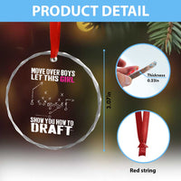 Girls Fantasy Football Crystal Glass Ornament Move Over Boys Draft Party Commish FFL - Wonder Print Shop