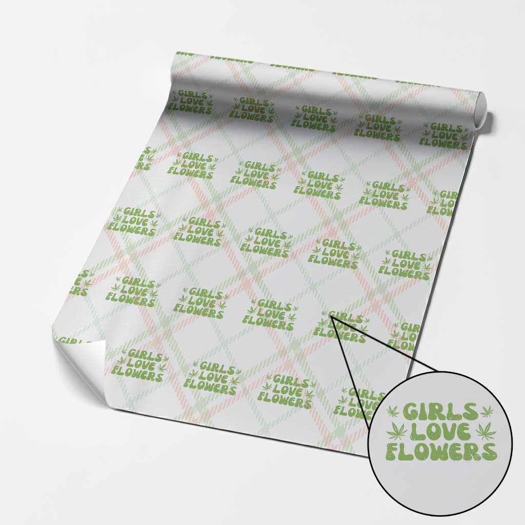 Girls Love Flowers Weed Cannabis Wrapping Paper Roll Funny Marijuana 420 Gift