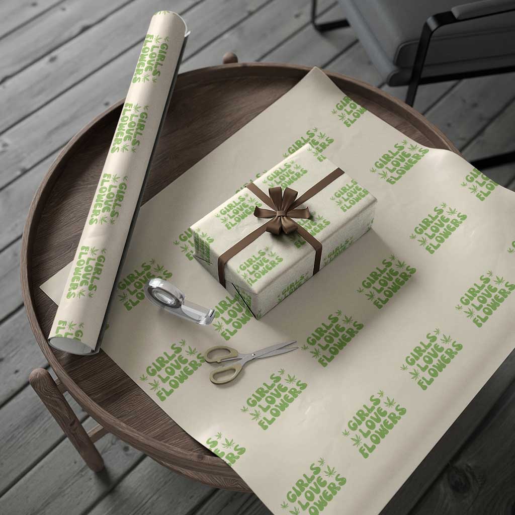 Girls Love Flowers Weed Cannabis Wrapping Paper Roll Funny Marijuana 420 Gift