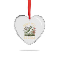 Girls Will Be Will Girls Praying Mantis Feminist Entomologist Heart Crystal Glass Ornament