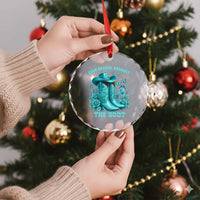 Give Sexual Assault The Boot Crystal Glass Ornament Cowgirl Awareness Month Teal Ribbon Support