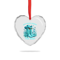 Give Sexual Assault The Boot Heart Crystal Glass Ornament Cowgirl Awareness Month Teal Ribbon Support