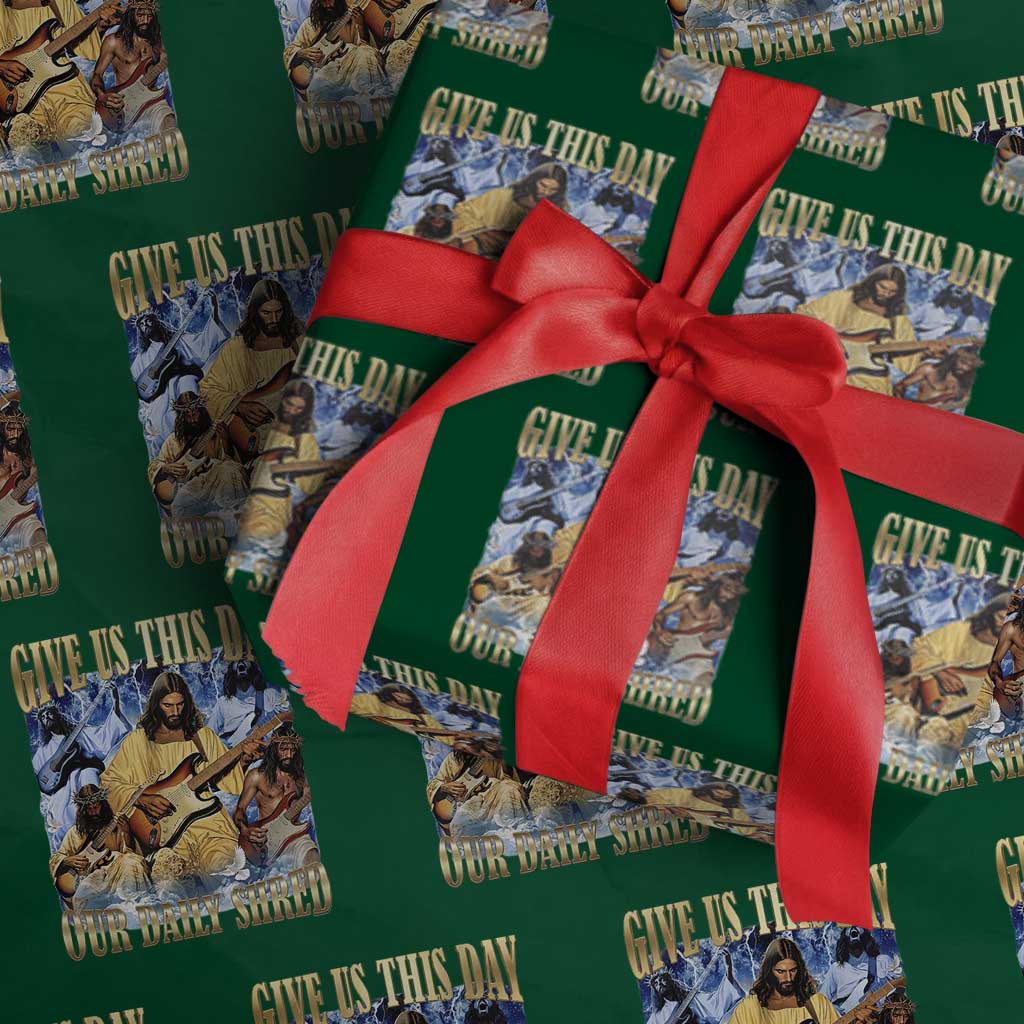 Give Us This Day Our Daily Shred Funny Christian Jesus Rock Wrapping Paper Roll Faith Humor Music Lover Inspired Gift