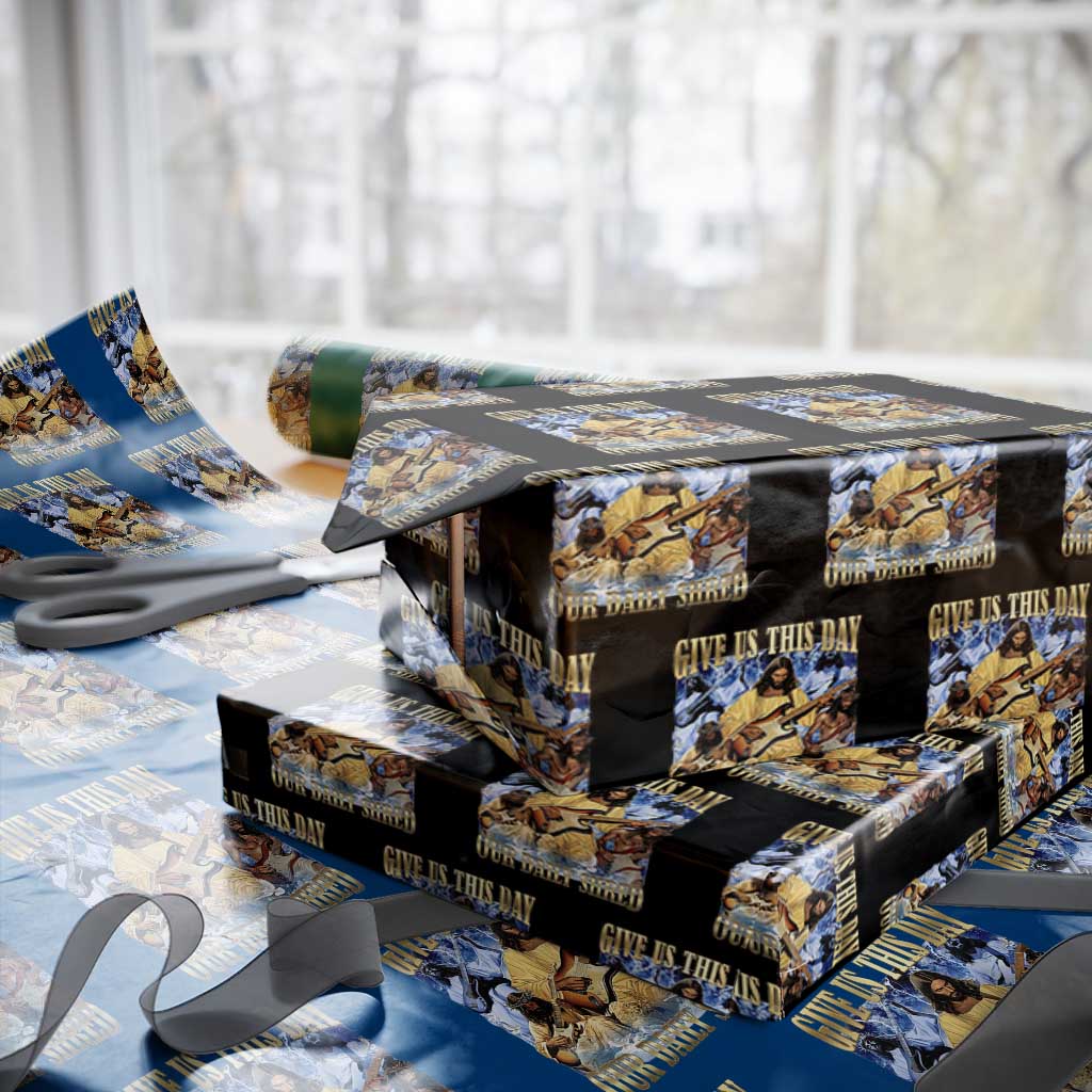 Give Us This Day Our Daily Shred Funny Christian Jesus Rock Wrapping Paper Roll Faith Humor Music Lover Inspired Gift