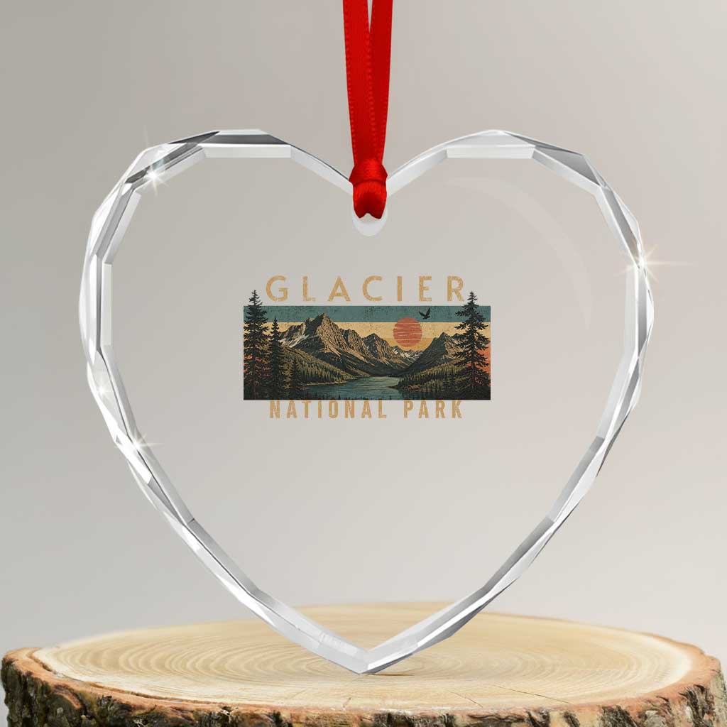 Glacier National Park Heart Crystal Glass Ornament Montana Wildlife Nature Lover
