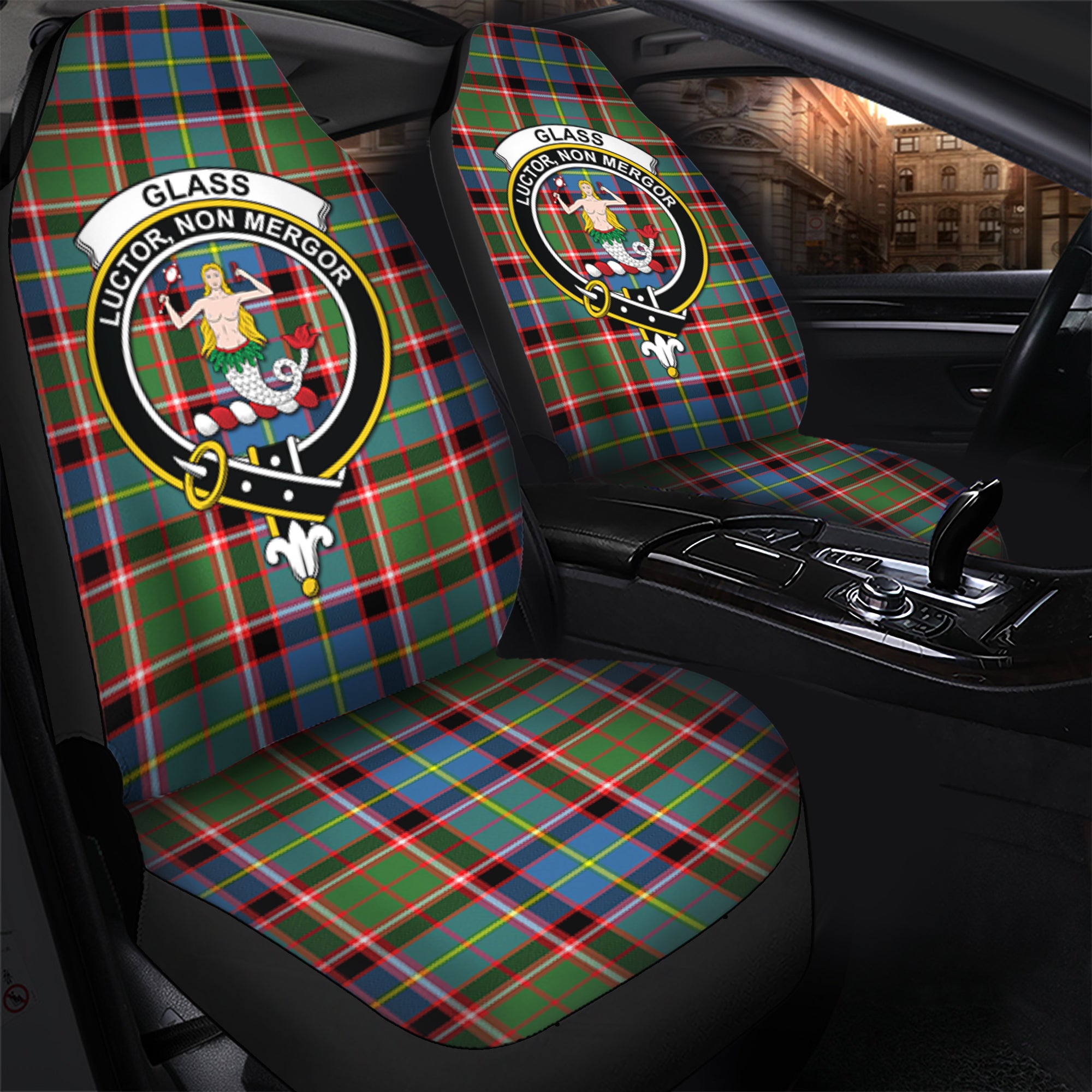 Glass Clan Tartan Car Seat Cover, Family Crest Tartan Seat Cover TS23
