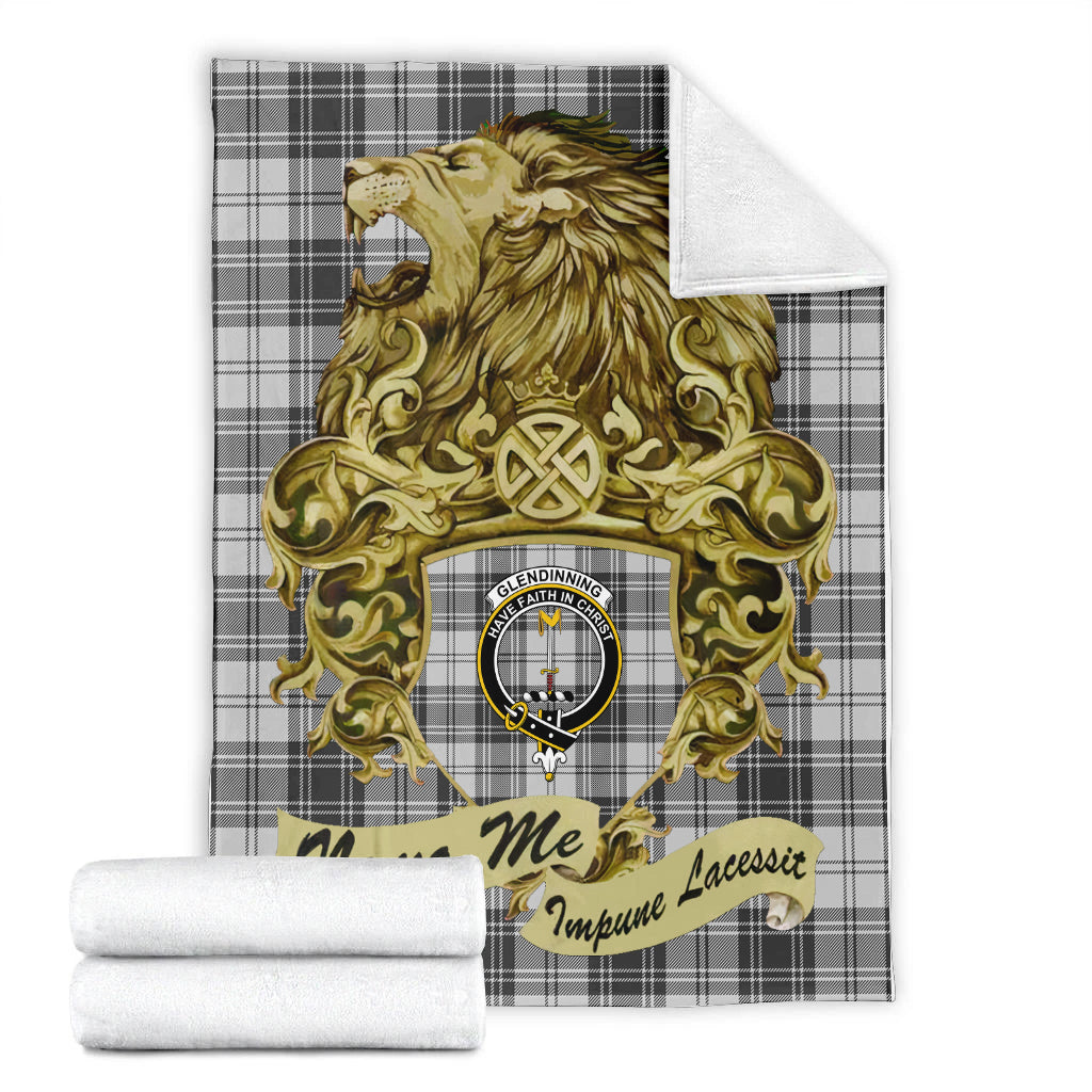 glendinning-tartan-premium-blanket-motto-nemo-me-impune-lacessit-with-vintage-lion-family-crest-tartan-plaid-blanket-vintage-style