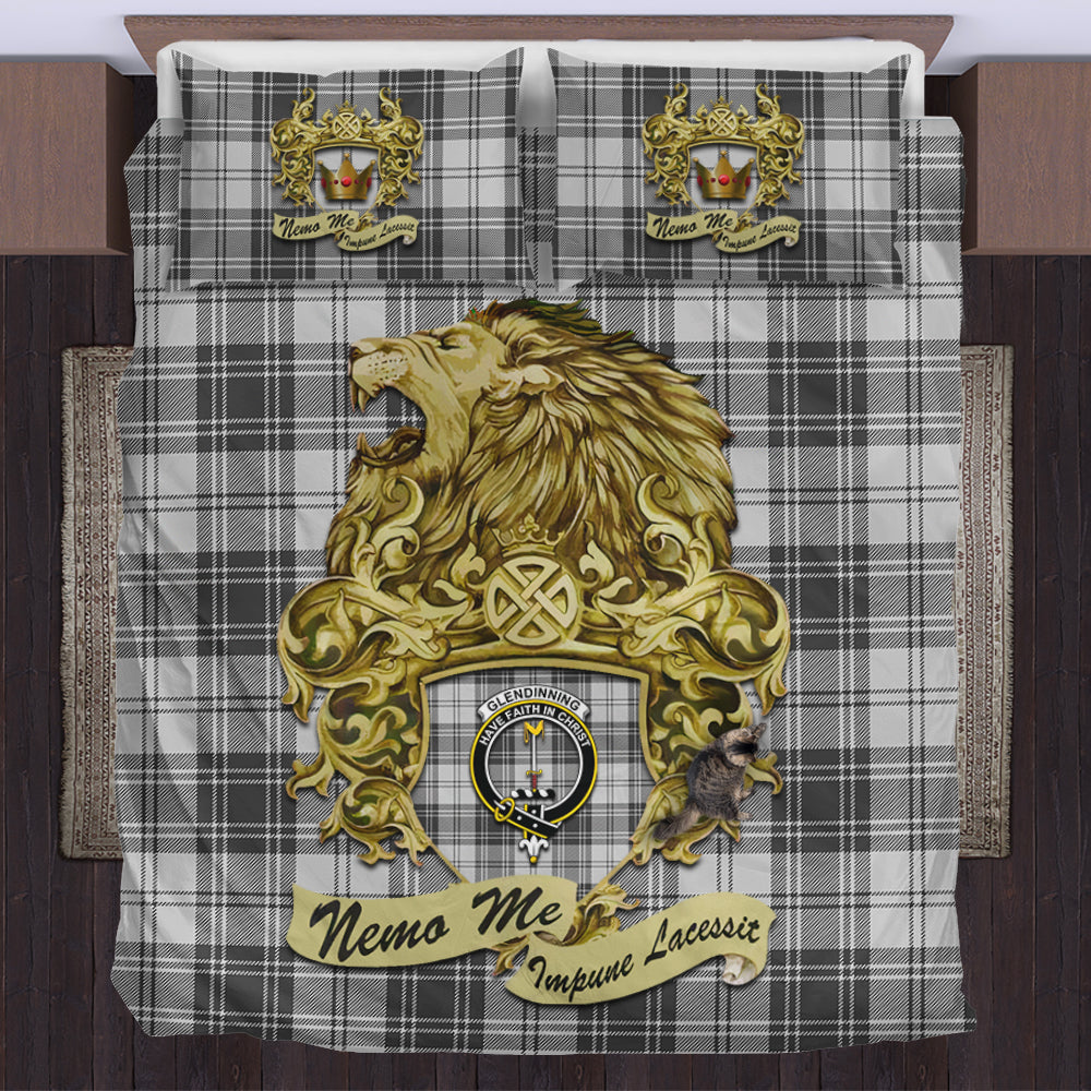 glendinning-tartan-bedding-set-motto-nemo-me-impune-lacessit-with-vintage-lion-family-crest-tartan-plaid-duvet-cover-scottish-tartan-plaid-comforter-vintage-style