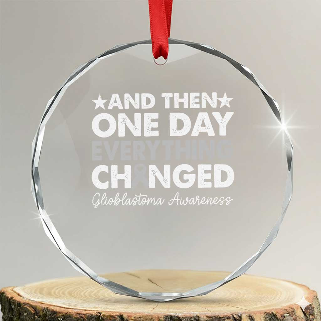 Glioblastoma Awareness Crystal Glass Ornament Retro Fight Brain Tumor Cure Gray Ribbon