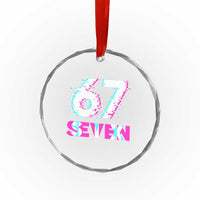 Glitch Optical Illusion Six Seven Meme Crystal Glass Ornament Gen Alpha Slang Gift - Wonder Print Shop